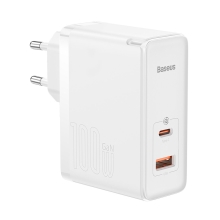 100W napájací adaptér / nabíjačka BASEUS GaN - USB-C - 20V/5A - biela