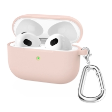 Puzdro / obal pre Apple AirPods 3 - nálepka + karabína - silikónové - ružové