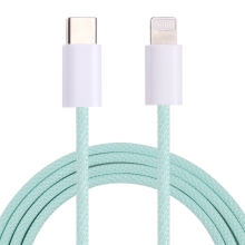 Synchronizačný a nabíjací kábel - USB-C - Lightning pre zariadenia Apple - Šnúrka - 1 m - Zelený