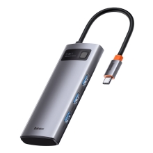 Dokovacia stanica / replikátor portov BASEUS 5v1 - USB-C na USB-C + HDMI + 3x USB-A - sivá