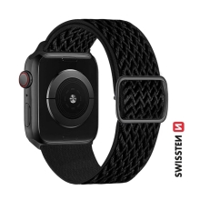 Nylonový remienok SWISSTEN pre Apple Watch 41 mm / 40 mm / 38 mm - nylonový so sponou - čierny