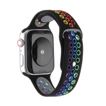 Řemínek pro Apple Watch 42mm / 41mm / 40mm / 38mm - silikonový - duhový / černý