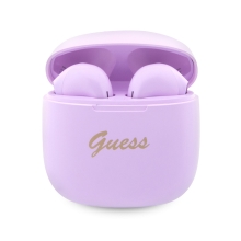 Sluchátka GUESS Script - TWS bezdrátová - Bluetooth 5.3 - pecky - voděodolná - fialová