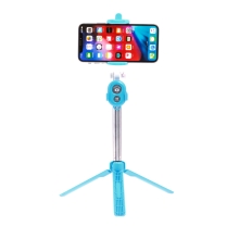 Selfie tyč / monopod + statív / statív - Bluetooth spúšť - plast - modrá