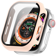 Tvrzené sklo + rámeček pro Apple Watch 42mm Series 10 + korunka - růžový