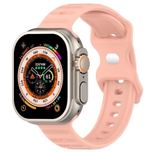 Řemínek pro Apple Watch Ultra 49mm / 46mm / 45mm / 44mm / 42mm - vroubkovaný / tečky - silikonový - růžový