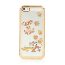 Kryt Disney pre Apple iPhone 5 / 5S / SE - Chip a Dale - gumový - priehľadný - zlatý