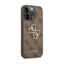 Kryt GUESS 4G Metal pro Apple iPhone 14 Pro Max - umělá kůže - hnědý