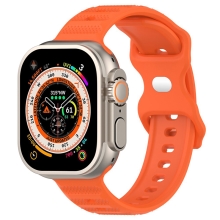 Řemínek pro Apple Watch Ultra 49mm / 46mm / 45mm / 44mm / 42mm - vroubkovaný / tečky - silikonový - oranžový