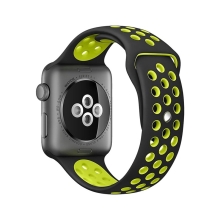 Řemínek pro Apple Watch Ultra 49mm / 46mm / 45mm / 44mm / 42mm - silikonový - černý / žlutý - (M/L)