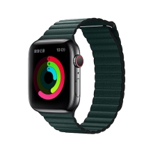 Řemínek DEVIA pro Apple Watch 42mm / 41mm / 40mm / 38mm - umělá kůže - temně zelený