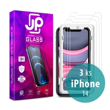 Tvrdené sklo JP Long Pack pre Apple iPhone 14 - číre - sada 3 ks + aplikátor