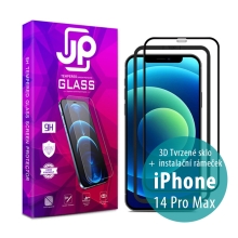 Tvrzené sklo JP pro Apple iPhone 14 Pro Max - Case Friendly + aplikátor - černý rámeček