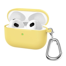 Puzdro / obal pre Apple AirPods 3 - nálepka + karabína - silikónové - žlté