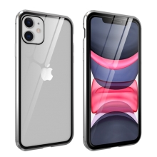 Kryt pro Apple iPhone 11 - 360° ochrana - magnetické uchycení - skleněný / kovový - stříbrný