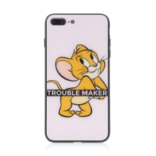 Kryt Tom a Jerry pro Apple iPhone 7 Plus / 8 Plus - výtržník Jerry - skleněný - růžový