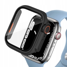 Rámček / tvrdené sklo TECH PROTECT pre Apple Watch 7 / 8 45 mm - čierny / oranžový