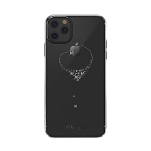 Kryt KINGXBAR pre Apple iPhone 11 Pro Max - priehľadný so Swarovského kamienkami - srdce - čierny