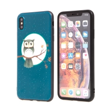 Kryt pro Apple iPhone Xs Max - gumový - sova - modrý