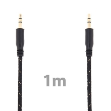 Propojovací audio jack kabel 3,5mm pro Apple iPhone / iPad / iPod a další zařízení - tkanička - černý - 1m