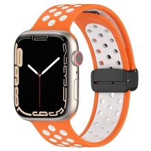 Řemínek pro Apple Watch Ultra 49mm / 46mm / 45mm / 44mm / 42mm - sportovní - silikonový - oranžový / bílý