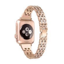 Řemínek pro Apple Watch Ultra 49mm / 46mm / 45mm / 44mm / 42mm - s kamínky - kovový - Rose Gold růžový