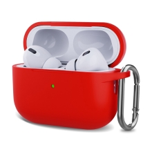 Pouzdro pro Apple AirPods Pro (2022 / 2023) / AirPods Pro - karabina - silikonové - červené