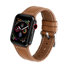 Řemínek pro Apple Watch 41mm / 40mm / 38mm - silikonový / kožený - hnědý