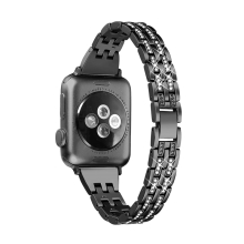 Řemínek pro Apple Watch Ultra 49mm / 46mm / 45mm / 44mm / 42mm - s kamínky - kovový - tmavě šedý