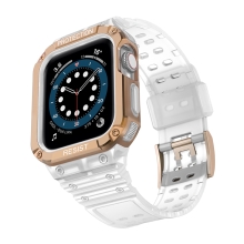 Kryt / pouzdro pro Apple Watch 40mm / 41mm - celotělové + řemínek - odolný - průhledný / růžově zlatý