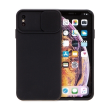 Kryt Slide Cover pre Apple iPhone Xs Max - Kryt fotoaparátu - Pohodlný na dotyk - Gumový - Čierny