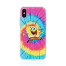 Kryt Sponge Bob pro Apple iPhone X / Xs - gumový - psychedelický Sponge Bob