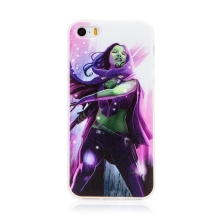 Kryt MARVEL pre Apple iPhone 5 / 5S / SE - Gamora - gumový - biely / ružový