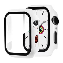 Tvrzené sklo + rámeček pro Apple Watch 41mm Series 7 / 8 / 9 - bílý