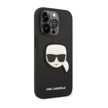 Kryt KARL LAGERFELD pro Apple iPhone 14 Pro Max - hlava Karla - umělá kůže - černý