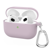 Puzdro / obal pre Apple AirPods 3 - nálepka + karabína - silikónové - fialové