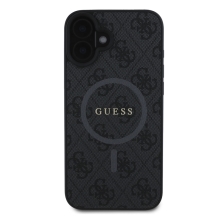 Kryt GUESS 4G Colored Ring pro Apple iPhone 16 - umělá kůže - podpora MagSafe - černý