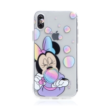 DISNEY kryt pre Apple iPhone X / Xs - Minnie a bublina - bubliny - gumový - priehľadný