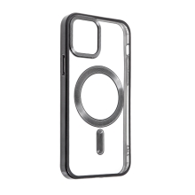 Kryt SWISSTEN Clear Jelly MagStick Metal pro Apple iPhone 12 / 12 Pro - průhledný / černý