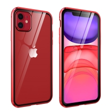 Kryt pro Apple iPhone 11 - 360° ochrana - magnetické uchycení - skleněný / kovový - červený