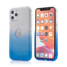 Kryt FORCELL Shining pre Apple iPhone 11 Pro - výrez na logo - plast / guma - strieborný / modrý