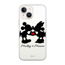 DISNEY kryt pre Apple iPhone 14 - Mickey a Minnie v láske - gumový - priehľadný