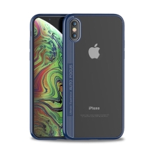 Kryt IPAKY pro Apple iPhone Xs Max - plastový / gumový - průhledný / tmavě modrý