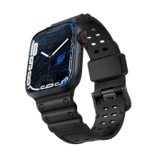 Řemínek pro Apple Watch Ultra 49mm / 46mm / 45mm / 44mm / 42mm - silikonový - dvojitá spona - černý