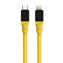 Synchronizační a nabíjecí kabel TACTICAL Fat Man - USB-C / Lightning - silný - silikonový - 1m - žlutý