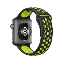 Remienok pre Apple Watch 41 mm / 40 mm / 38 mm - silikónový - čierny / žltý - (S/M)