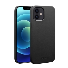 Kryt QIALINO pro Apple iPhone 12 / 12 Pro - kožený - černý