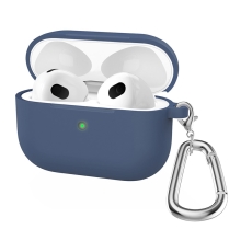 Puzdro / obal pre Apple AirPods 3 - nálepka + karabína - silikónové - tmavomodré