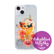 Kryt Disney pro Apple iPhone 13 - pohyblivé třpytky - Bambi - plastový - průhledný