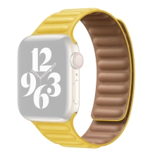 Řemínek pro Apple Watch Ultra 49mm / 46mm / 45mm / 44mm / 42mm - magnetický - kožený - žlutý